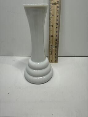 Randall White Ceramic Bud Vase 6" Ribbed Base Glossy Vintage